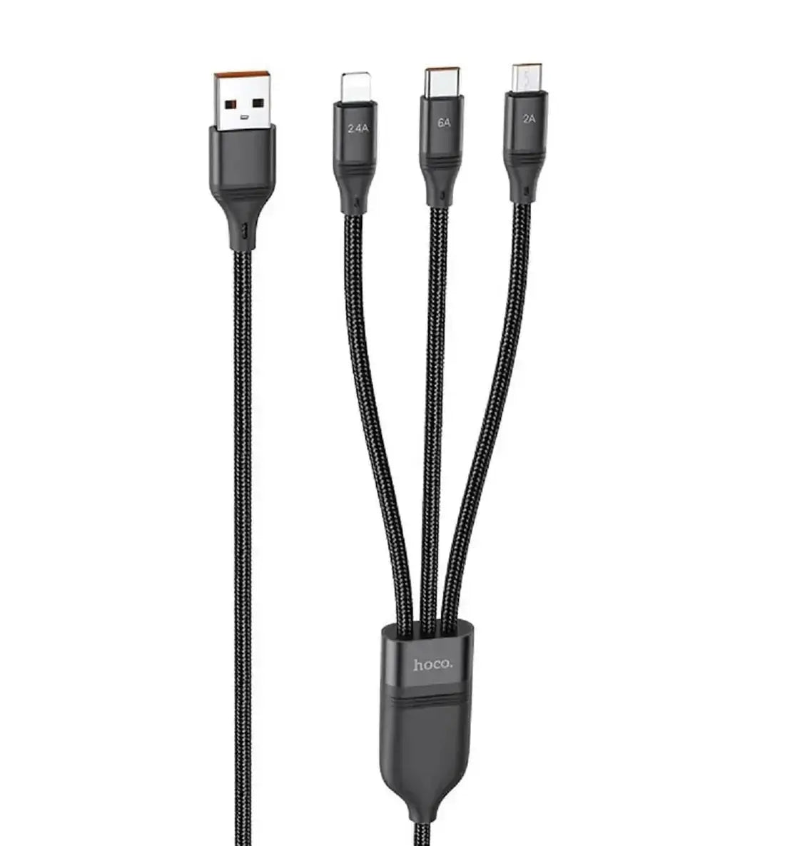 3-in-1 USB charging cable with three connectors