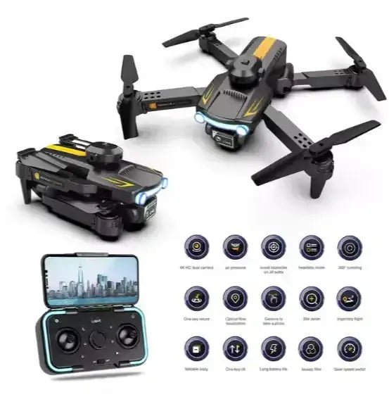dual camera drone with folding design and remote control for aerial photography