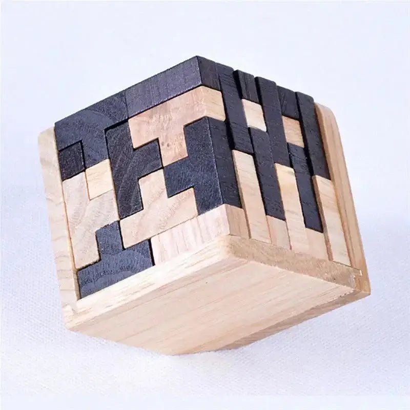 3D wooden puzzle toy assembled with intricate laser-cut wooden pieces for creative play.